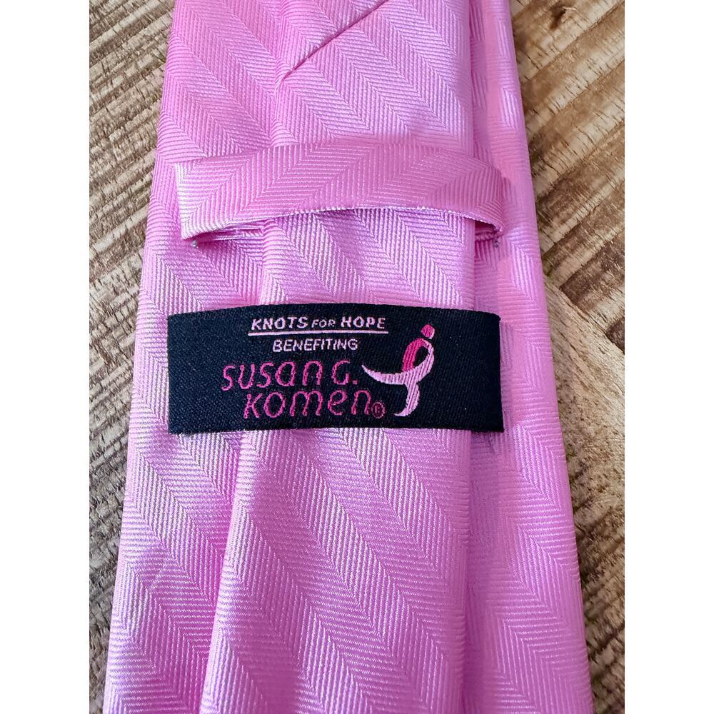 Knots for‎ Hope Pink Tie Susan G Komen Herringbone Necktie